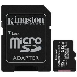 Kingston Canvas Select Plus microSDXC atminties kortelė, 512 GB, A1, UHS-I, su SD adapteriu