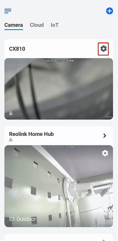 „Reolink“ programėlės tiesioginio vaizdo ekranas